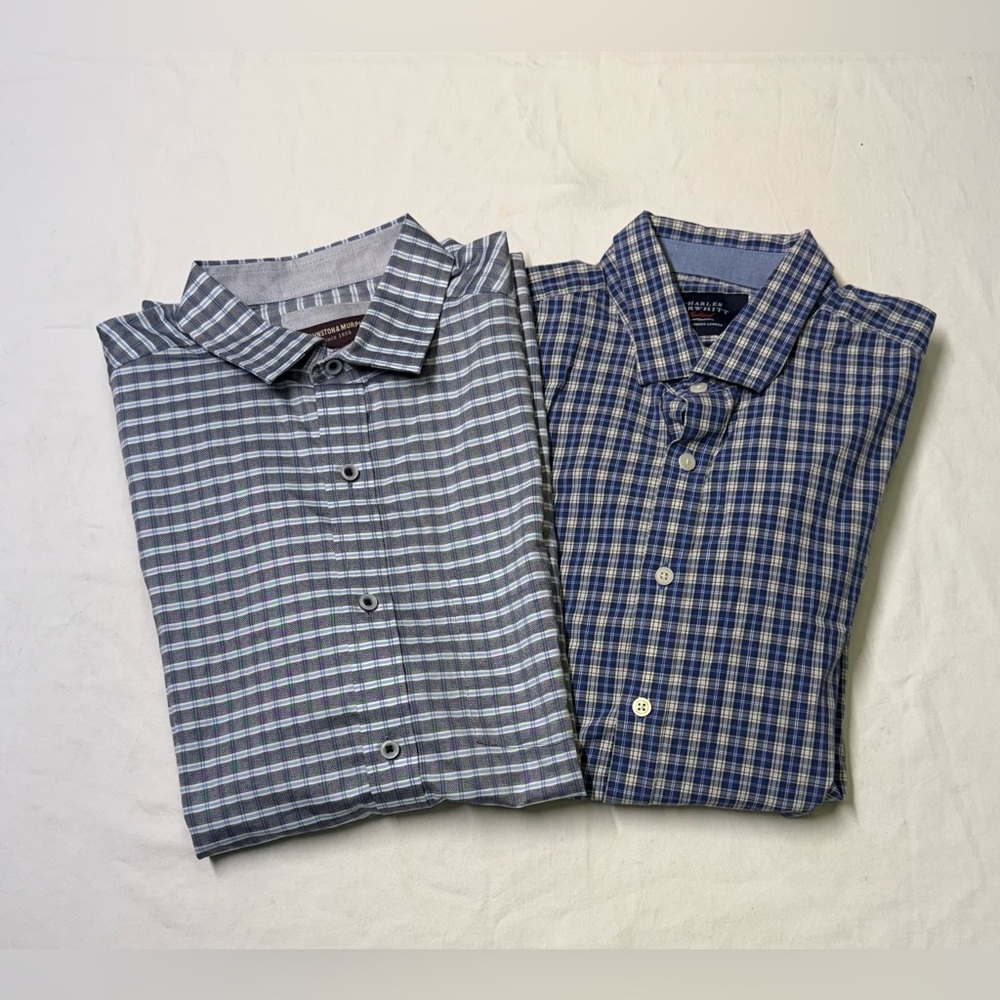 Lot of 2 Charles Tyrwhitt Mens plaid button down shirt  Murphy shirt SZ L